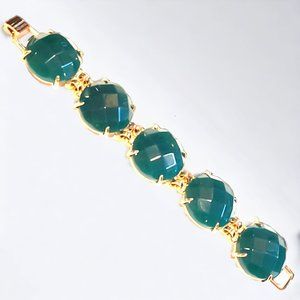 Kendra Scott Cassie Gold tone Statement Bracelet Emerald Green glass